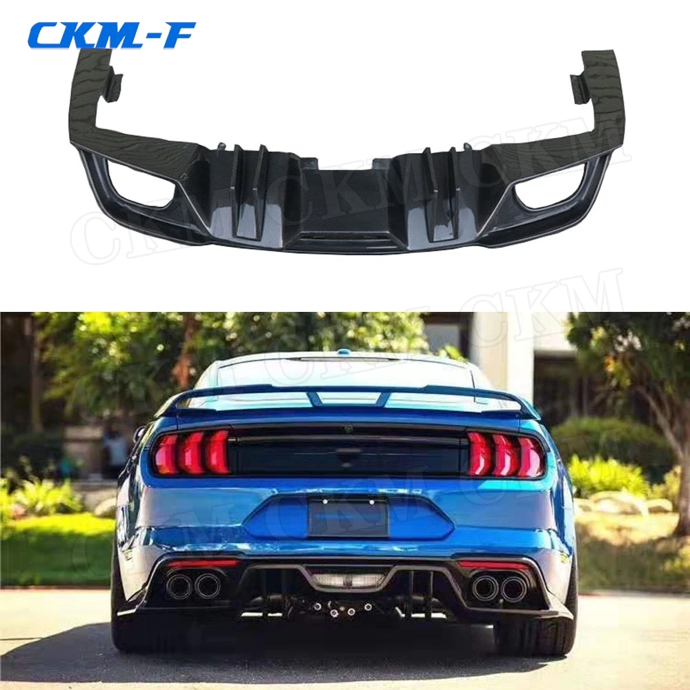 

Carbon Fiber Rear Bumper Lip Diffuser Spoiler for Ford Mustang 2015 2016 2017 2018 2019 Fins Shark Style 4 Outlet Diffuser