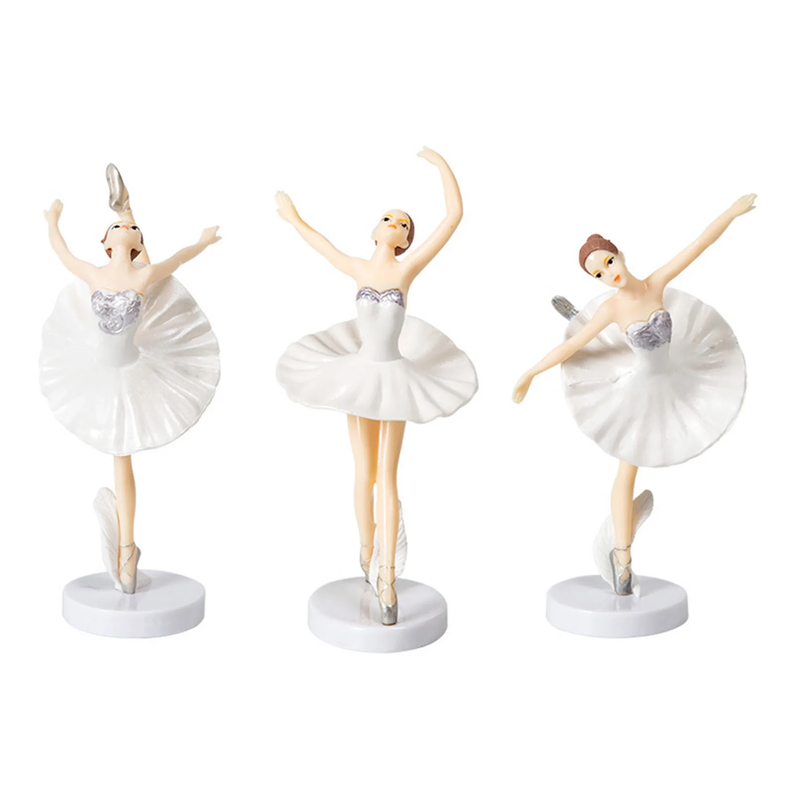 3 Pcs Ballet Girl Cake Toppers with Base Miniature Figurine Toys Figurines Playset Cake Decoration C66