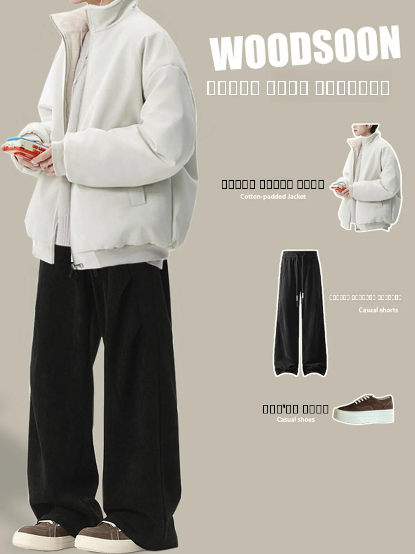 

Cool Sli Men's Cotton Jaet Fce Lined Stand Collar Coat Winter Faion Brand Haome Match Set Polyester Fiber