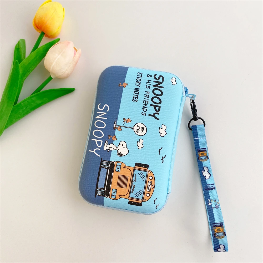 Custodia per cavo dati USB Organizer per dispositivi elettronici spina per caricabatterie per auricolari custodia portatile da viaggio Snoopy Hello