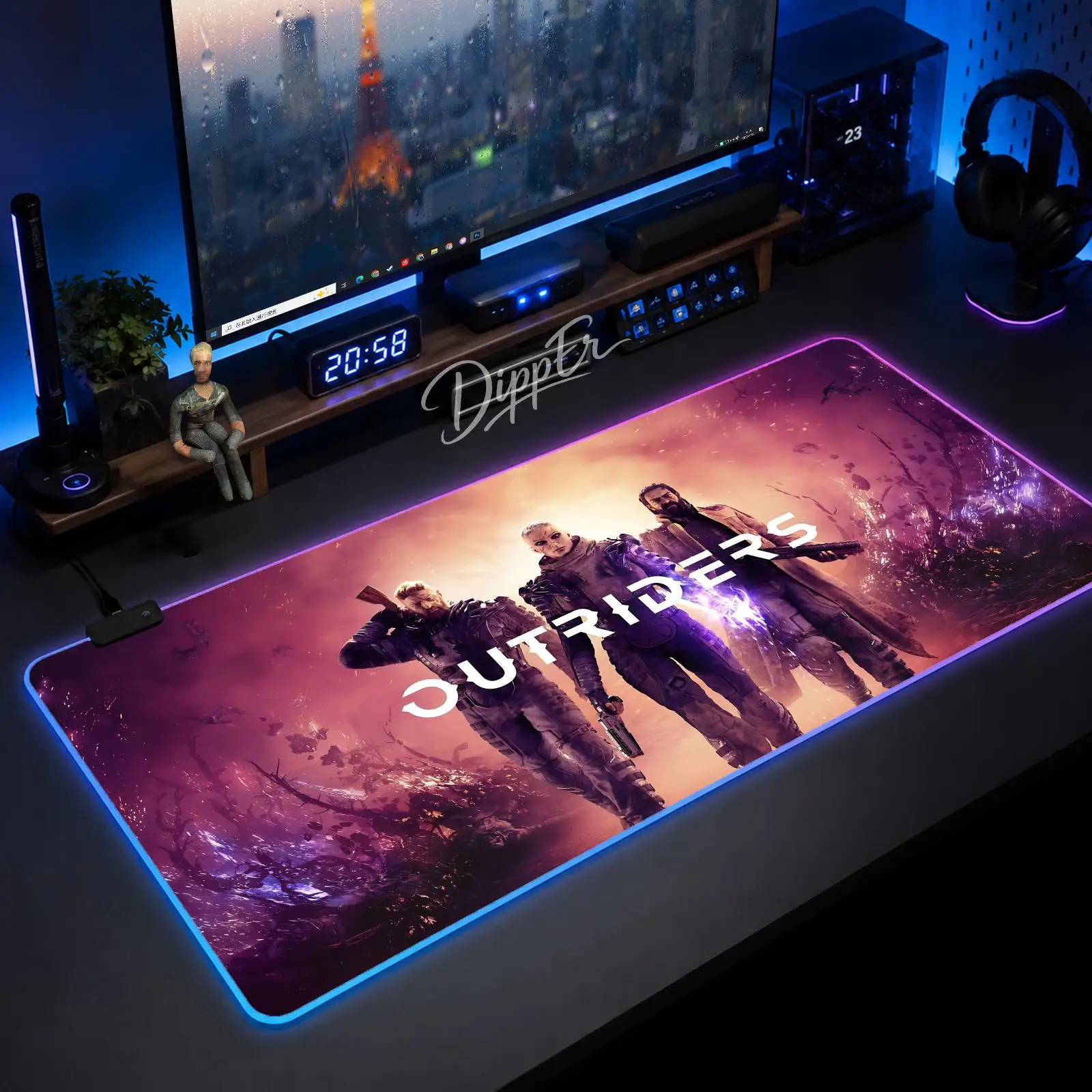 

A-Outriders Mouse Pad Large Size LED Glowing Table Pad XXL Gaming Non-slip Rubber Mat With Backlight