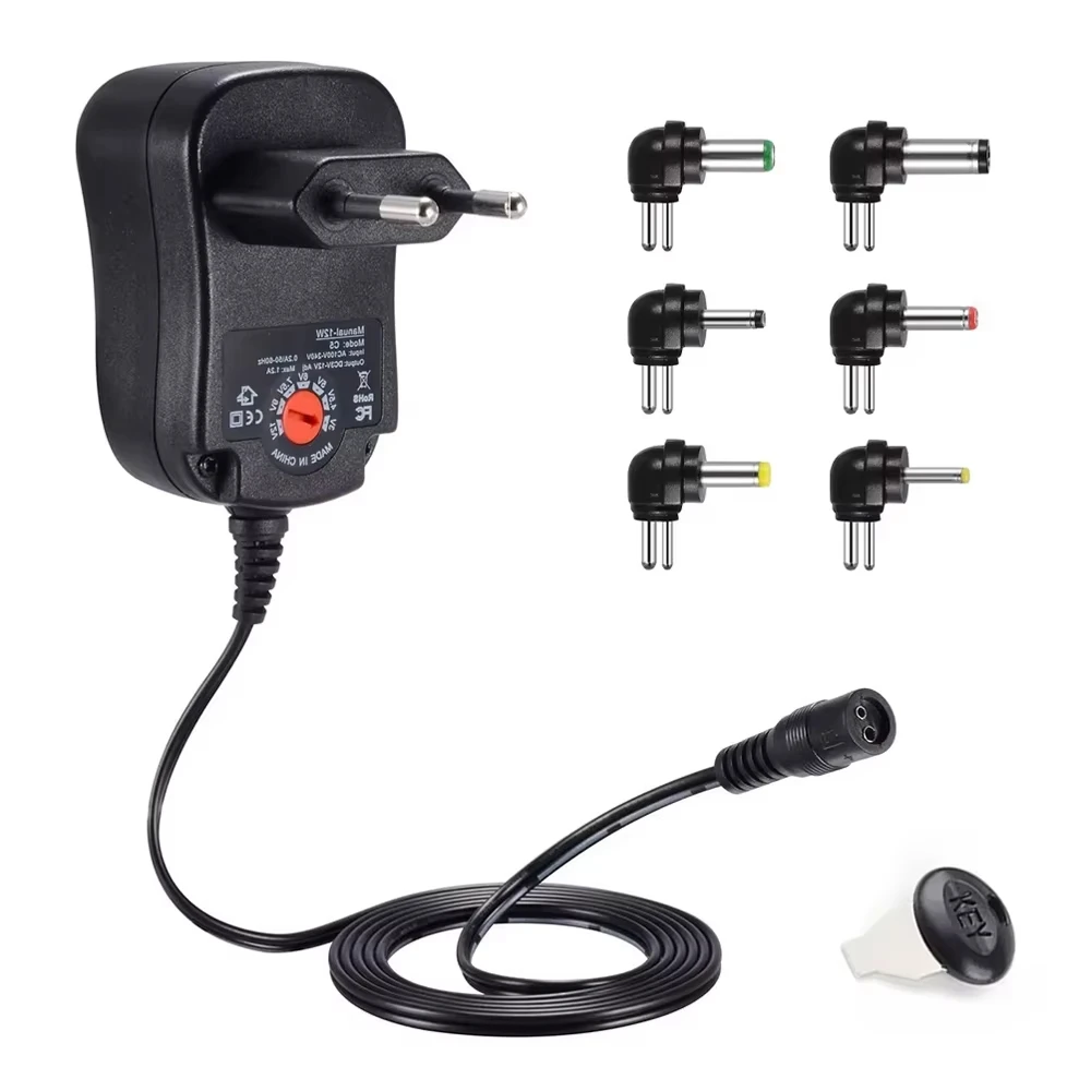 2026 Newest 3-12V Adjustable Power Adapter 3V 4.5V 5V 6V 7.5V 9V 12V 12W 1.2A US EU UK AU DC Power Supply for LED Light Strip
