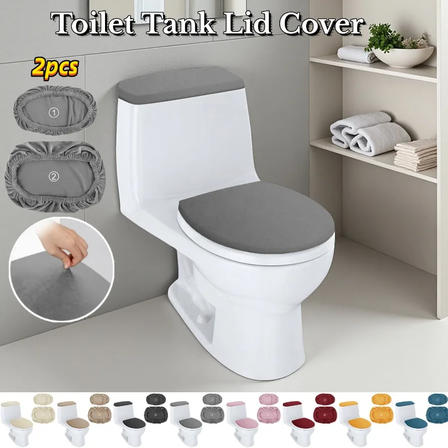 2 teile/satz Einfarbig Wc Deckel und Tank Deckel Abdeckungen Elastische Langlebig Wc Deckel Tank Universal Staub Schutz Abdeckung für Badezimmer