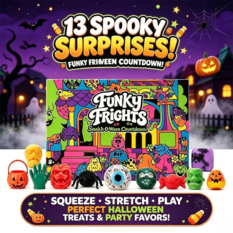 2026 Needoh New Funky Frights Halloween Advent Calendar 13 Days, Spooky Squishy Slow Rise Stress Relief Toys Countdown Gift Box