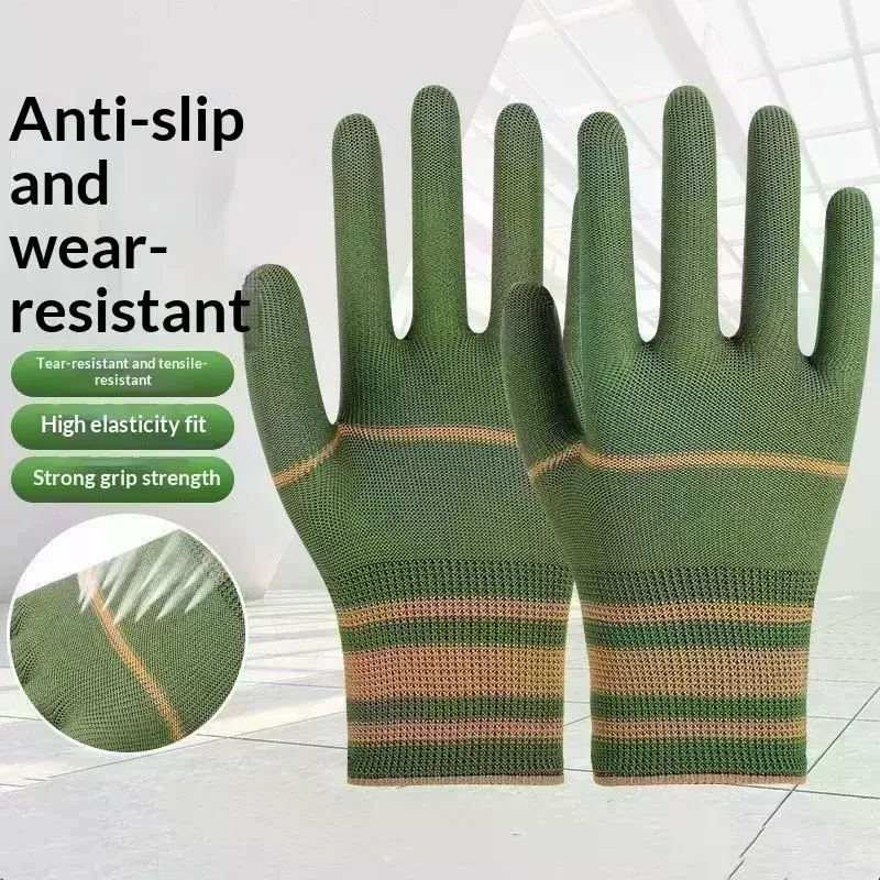 12 Pairs Nylon Work Gloves Non Slip Wear Resistant Safety Protective For Men Women Construction Warehouse Industrial
