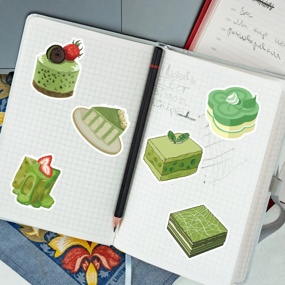 10/50Pcs Dessert Matcha Cake Stickers Pack Mobile Phone Water Cup Waterproof Creative for Children\'s Handbooks Wholesale Sticker