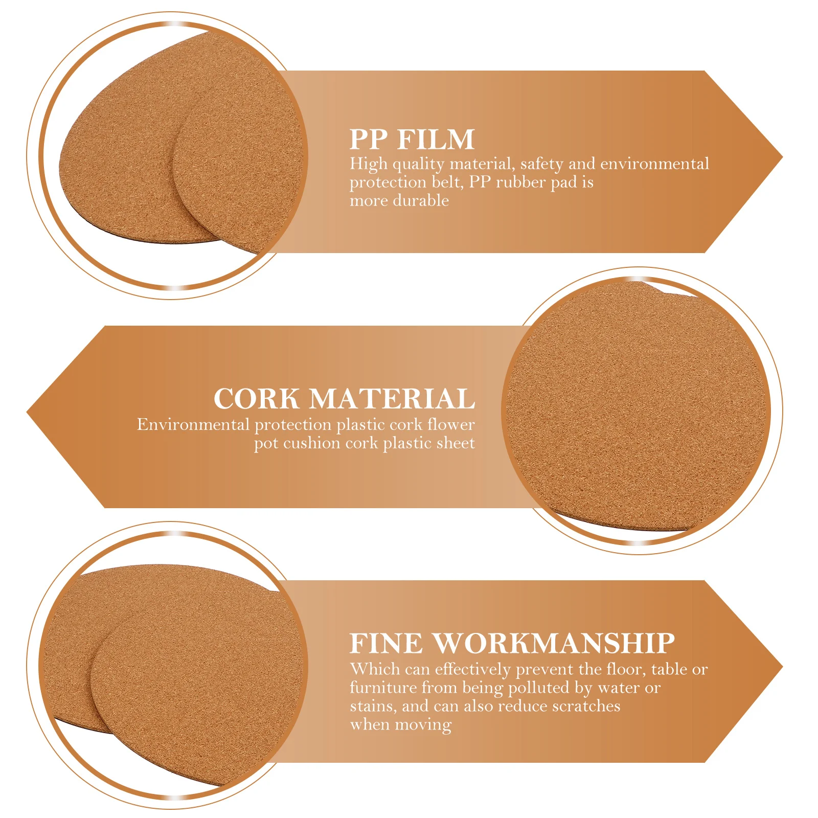 

5Pcs Premium Cork Plant Trays Stylish Flower Pot Coasters for Indoor Outdoor Use Scratch Resistant Eco-Friendly Planter Mat Set