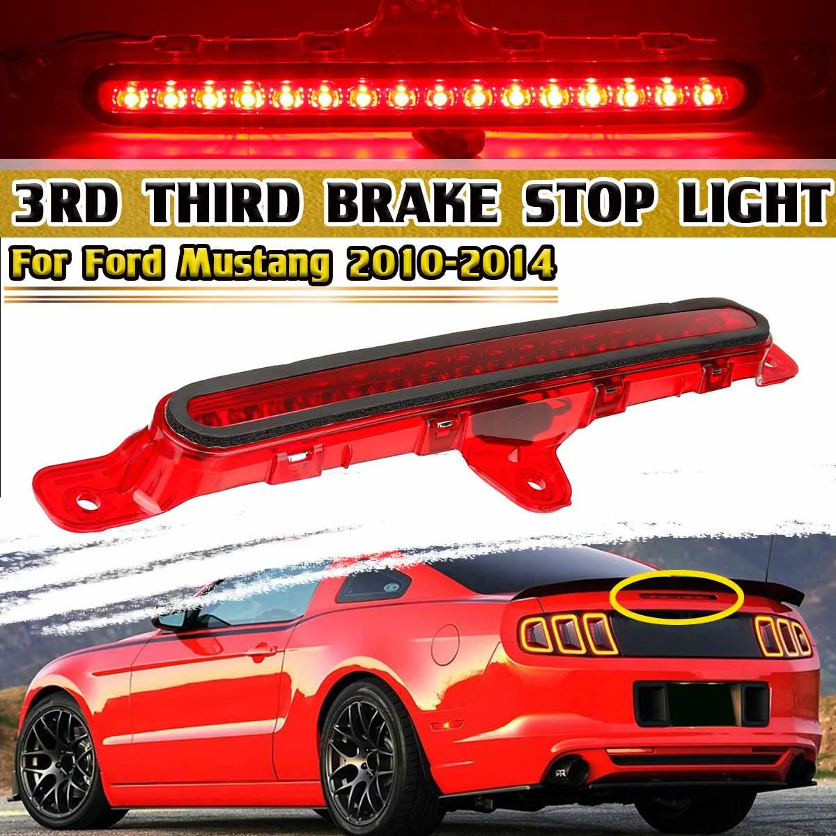 2 Color Car Rear Tail Brake Light 3rd Rear Third Brake Light Stop Additional Brake Light Lamp For Ford For Mustang 2010-2014