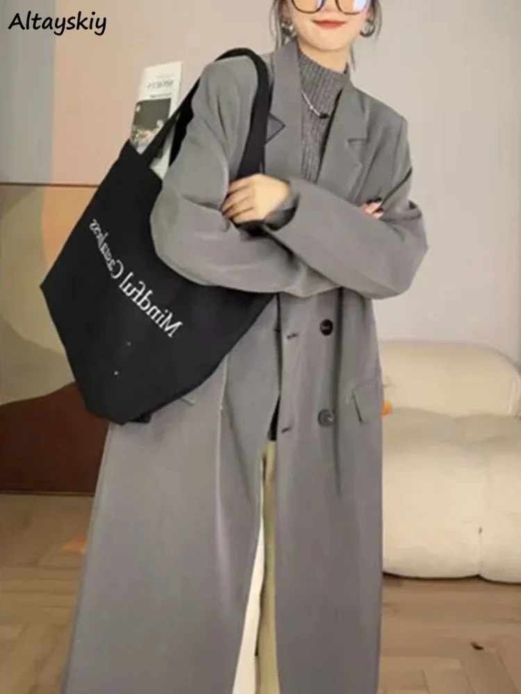 

Длинные блейзеры женские однотонные простые стильные для творчества удобные универсальные осенние элегантные популярные женские корейские стильные уменьшающие возраст