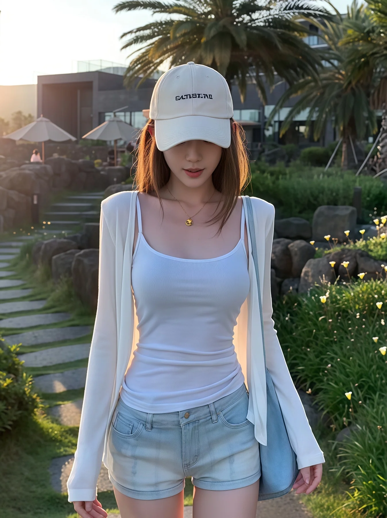 Korean Style Thin Sun Protection Set Women Summer White Long Sleeve T-Shirt Strap Vest Pure Desire Two Piece Set Slim Fit