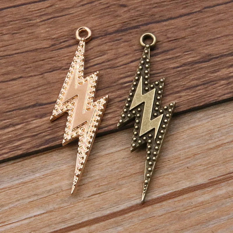 10PCS 14*44mm Wholesale 3 Color Lightning Charms Natural Pendant Metal Alloy DIY Necklace Bracelet Earrings Marking