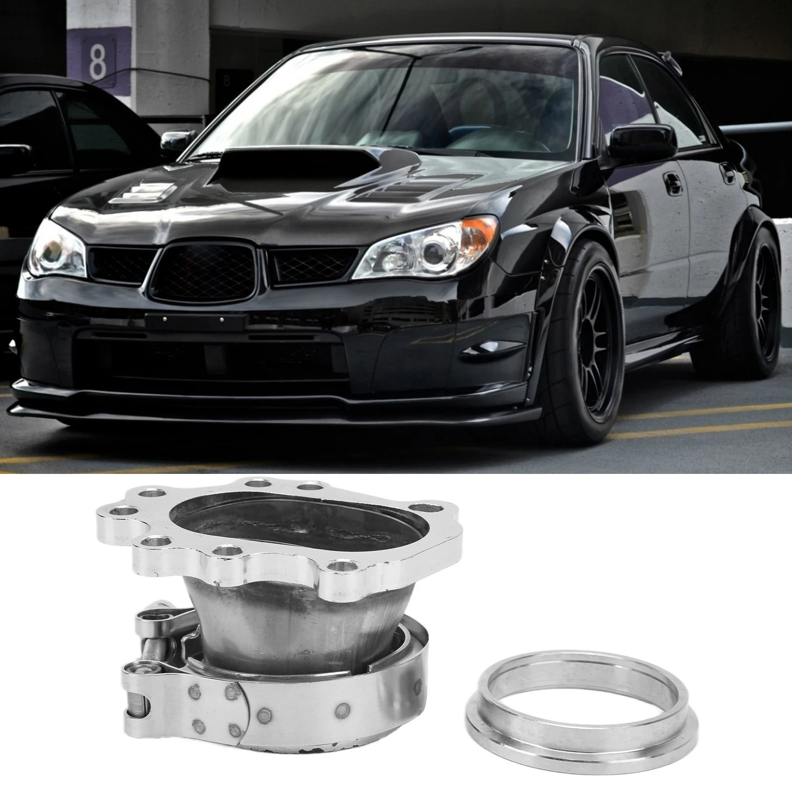 8 Bolt Turbo Downpipe Flange Stainless Steel 2.5in V Band Connector for T25 T28 GT25 GT28 Turbo view 5