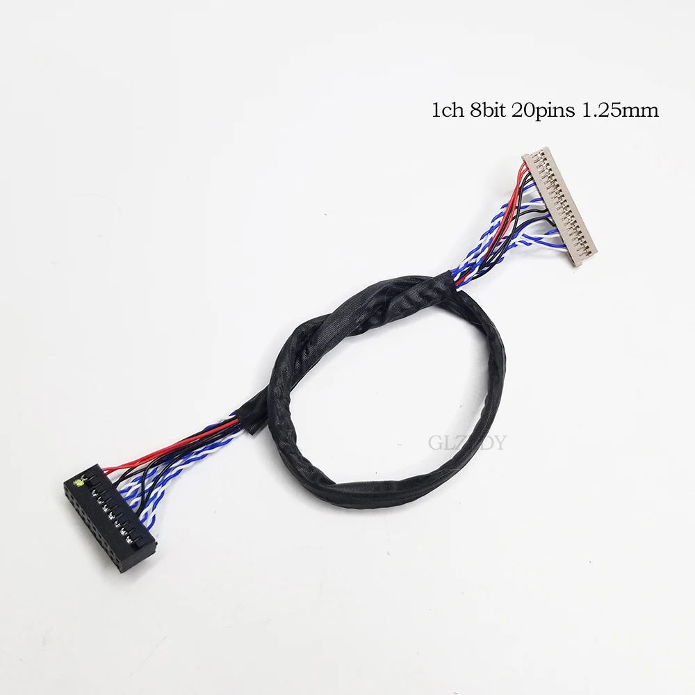 Universal 20Pin DF14 DF19 1ch 8bit 20pins LVDS Cable 1mm 1.25mm pin pitch For Industrial Series LCD Screen cable compatible S6