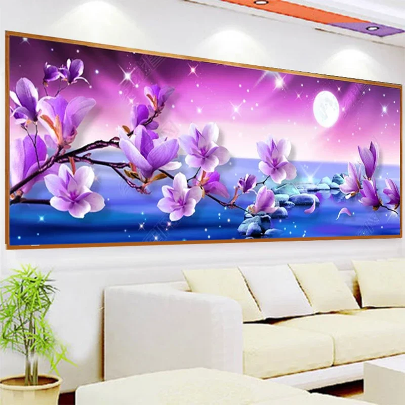 5D Diamond Painting Magnolia Flower Full Diamond Art Embroidery Large Living Room Office Home Decor Diamond Cross Stitch Kits