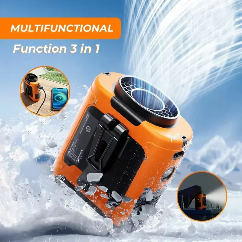 

10000mAh Portable Outdoor Waist Fan Hanging Neck Strong Wind with Power Bank LED Lighting for Emergency Waist Air Conditioning