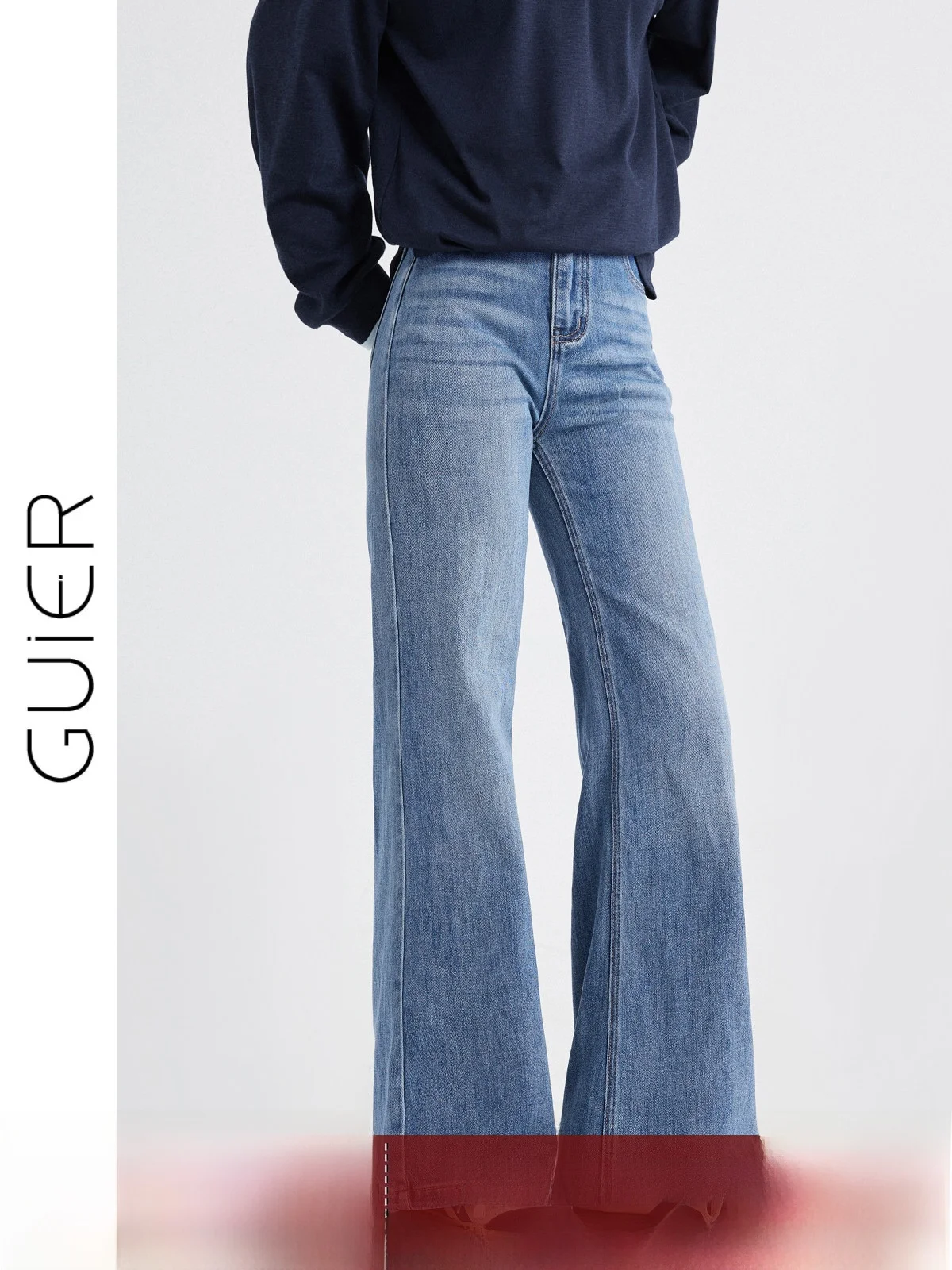 

Женские джинсы с высокой талией, синие, повседневные, свободного прямого кроя, универсальные, широкие штанины, весна 2026