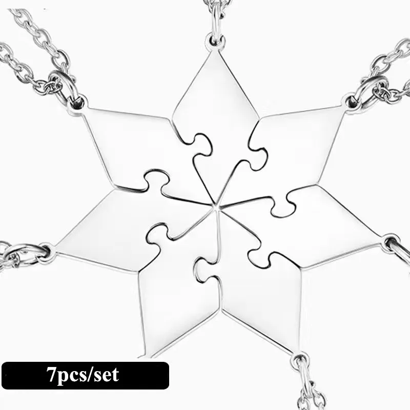 6-piece Best Friend Keychain Hexagon Letter Pendant Bff Choker Fashion Men And Women Friendship Key ring Jewelry Accessories