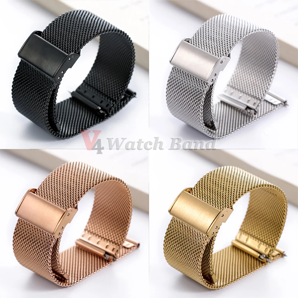 0.6 Milanese شبكة حلقة حزام الساعات ل Seiko ل DW ساعة الصلب ميلانو حلقة حزام 18 مللي متر 20 مللي متر 22 مللي متر حزام (استيك) ساعة الرجال النساء الإكسسوارات