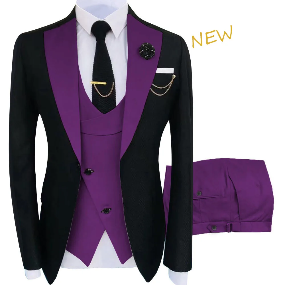 Conjunto de traje b252 para hombre, vestido formal de tres piezas de gran tamaño, ajustado, novio