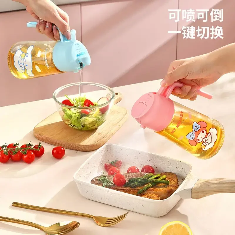 Hello Kitty My melody Cinnamoroll spray-and-pour dual-purpose anti-leakage glass kitchen soy sauce and vinegar seasoning bottle