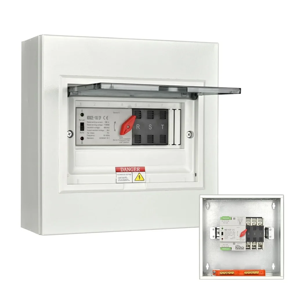 

100 Amp 3 Pole Automatic Transfer Switch for Home Generator 120/240V 24000W Indoor Outdoor