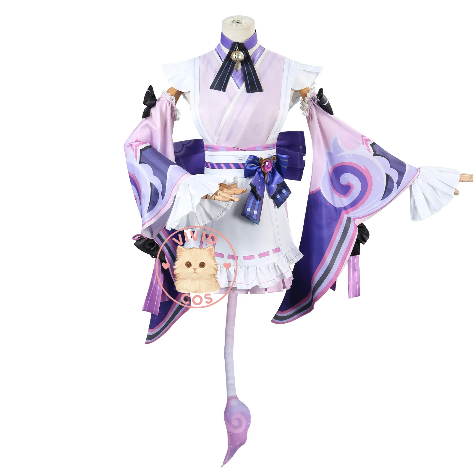 Jeu populaire Genshin Impact Cosplay Costume Anime Yummatuki Mizuki tenue de jeu de rôle violet robe femme perruque ventilateur Halloween