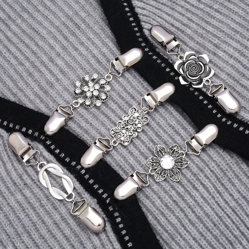 

Зажим на плечо для свитера в стиле ретро, женский ажурный шарф, синий кардиган с открытием, предотвращающий воздействия зажим на грудь