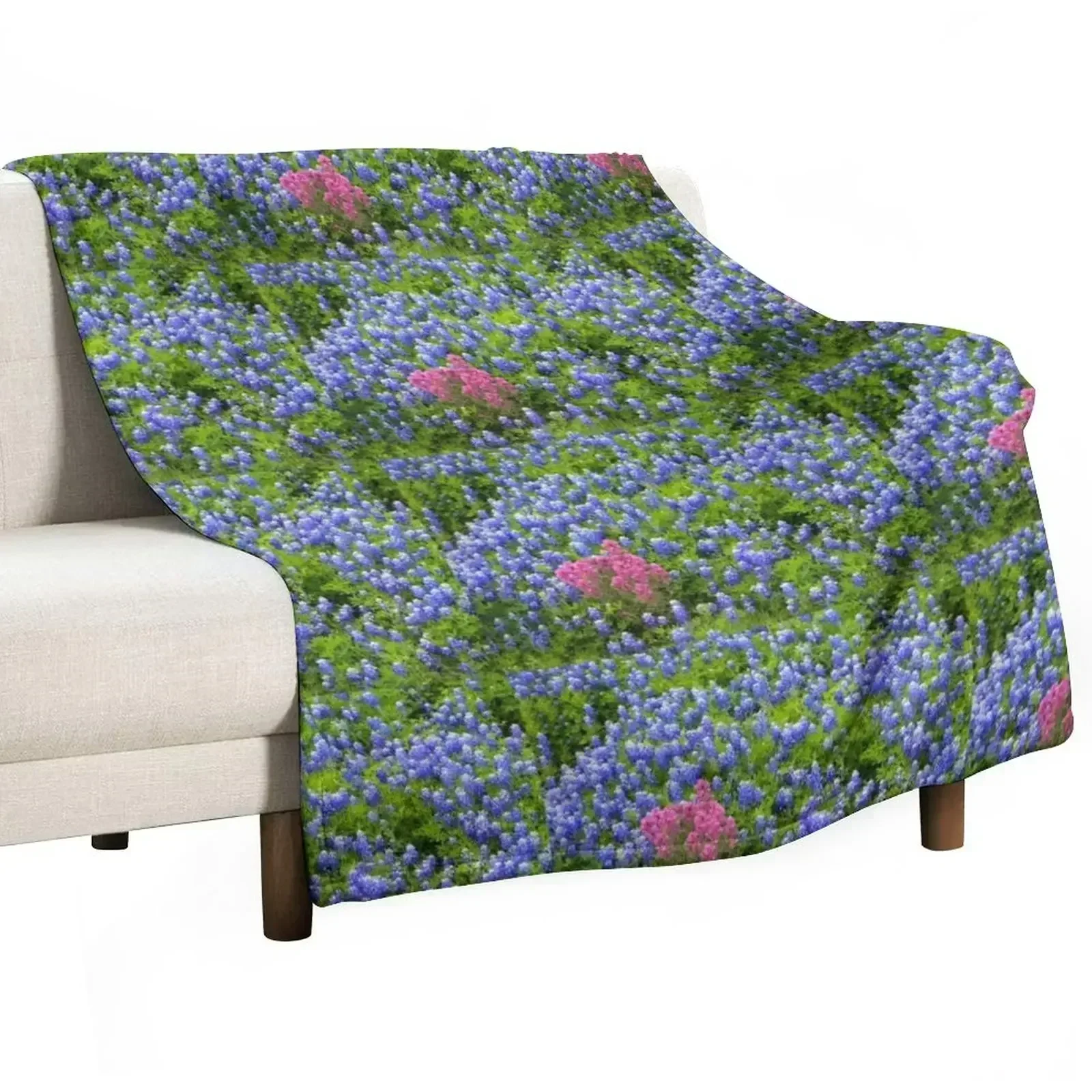 New Prairie Paintbrush and Bluebonnets Throw Blanket Plaid on the sofa Summer Luxury Thicken halloween Blankets