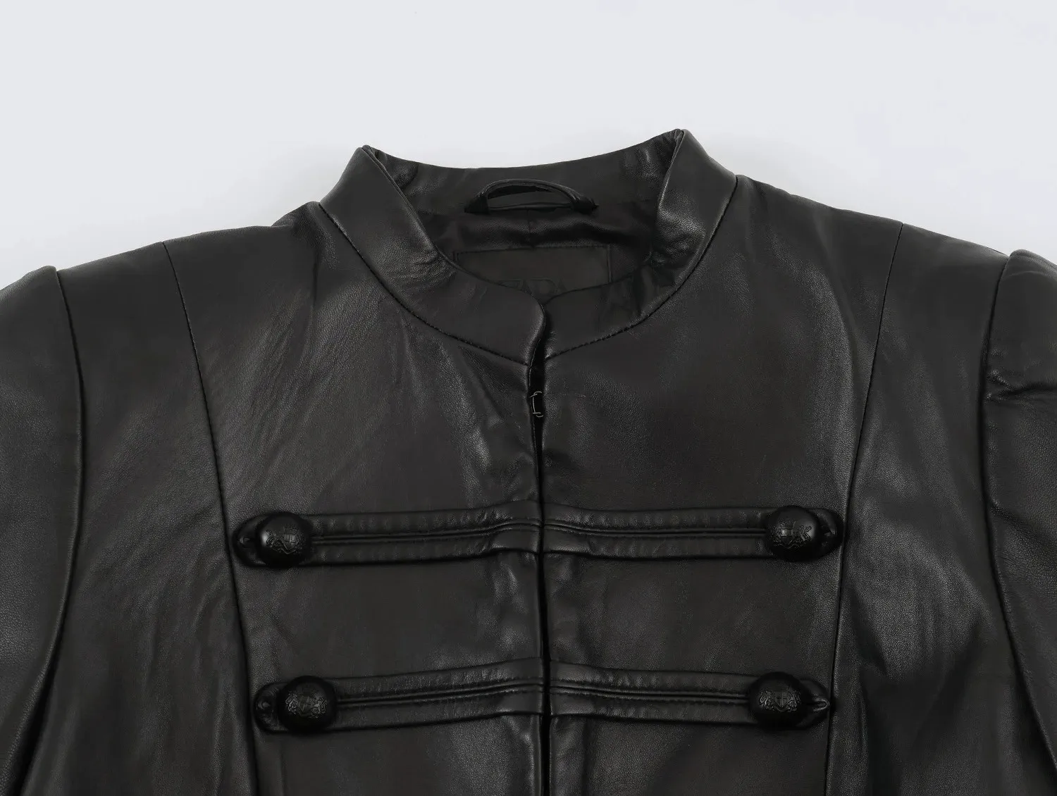Damen Street-Chic Schwarze Lederjacken für Frauen Langarm Seilknoten Schnalle Kurzmantel 2026 Herbst Casual Neue Oberbekleidung – Detail 9