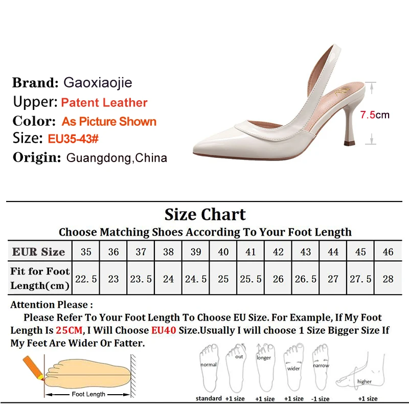 2025 الصيف الأبيض المرأة الصنادل رقيقة عالية الكعب 7.5 سنتيمتر أشار تو الجانب الجوف خارج الظهر فارغة السيدات مضخات أحذية الحفلات حجم 43