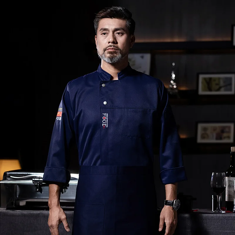 الشيف ملابس العمل طويلة الأكمام الخريف الشتاء مطعم المطبخ المطبخ الغربي المطبخ تقديم الطعام مقصف الخبز كعكة الخبز الملابس