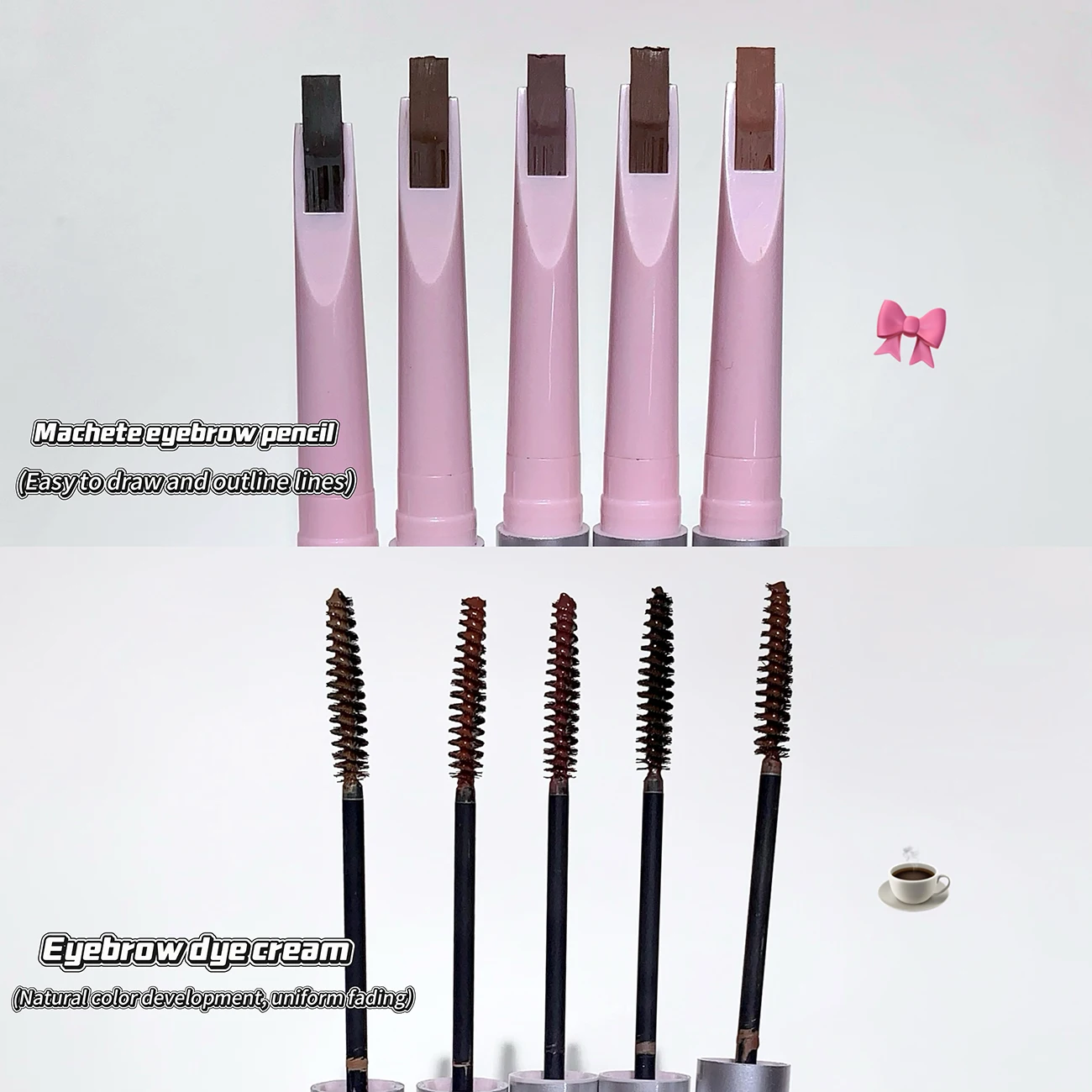 QXQY 듀얼 헤드 아이브로우 펜슬 앤 다이 2-in-1 내추럴 컬러 방수 땀 방지 오래 지속되는 번짐 없는 아이브로우 메이크업