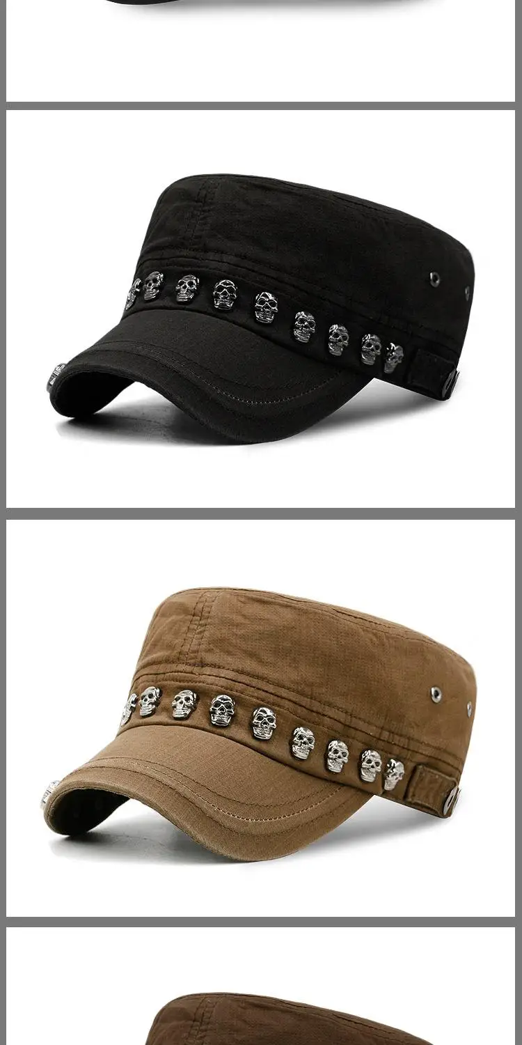 Männer Frauen Baseball Kappe Schädel Niet Flache Top Großen Kopf Hut Outdoor Freizeit Hüte Hip Hop High Street Tanzen K-pop – Detail 28