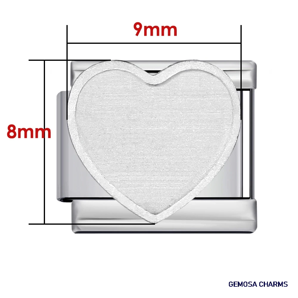 GEMOSA 1pc Basic Simple Heart Round Square Ellipse DIY Making Beads Italian Charm Link Fit 9mm Stainless Steel Bracelet Bangle