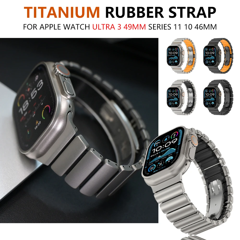 

Titanium Strap for Apple Watch Ultra 3 2 1 49mm Series 11 10 46mm 9 8 7 6 5 4 SE 44mm 45mm No Gaps Luxury Link Bracelet Correa