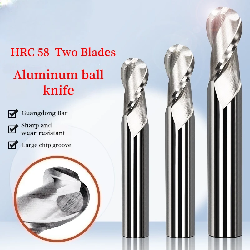 

1PCS 2 Flute Ball Nose End Mill Tungsten Carbide Cutter R0.5 R1 R2 R3 R4 R5 for CNC Wood Aluminium Router Bit