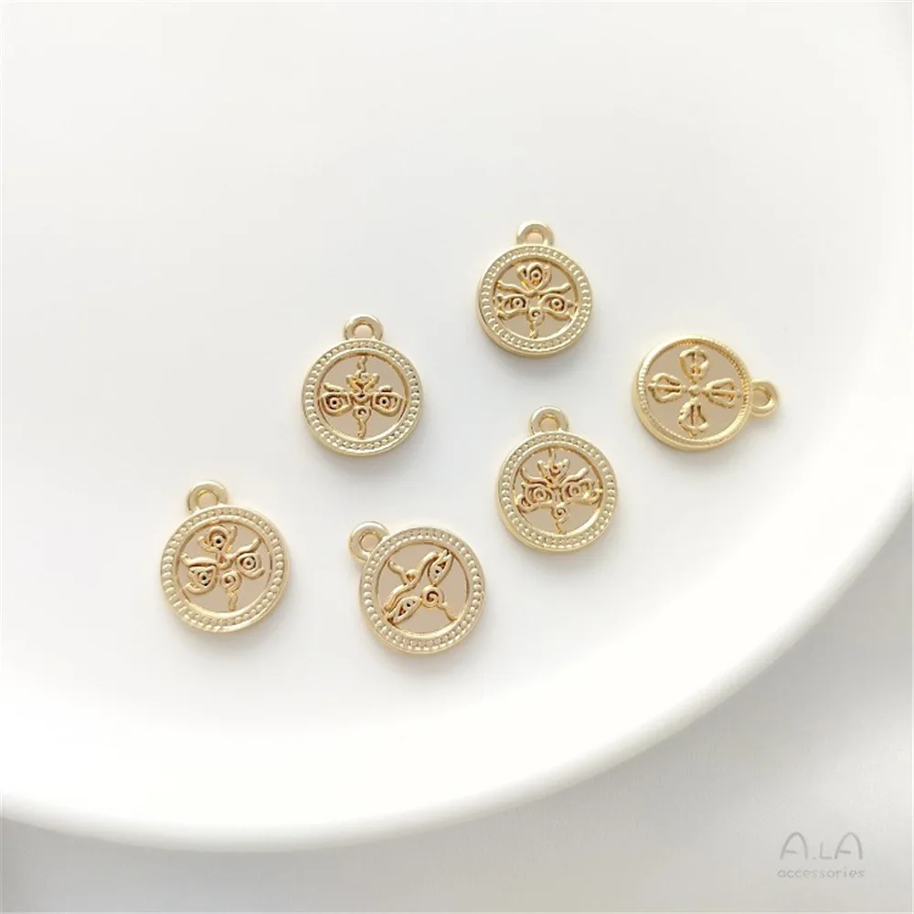 

14K Gold Pendant Round Plate Pendant Handmade Diy Bracelet Necklace Jewelry Handmade Accessories Material