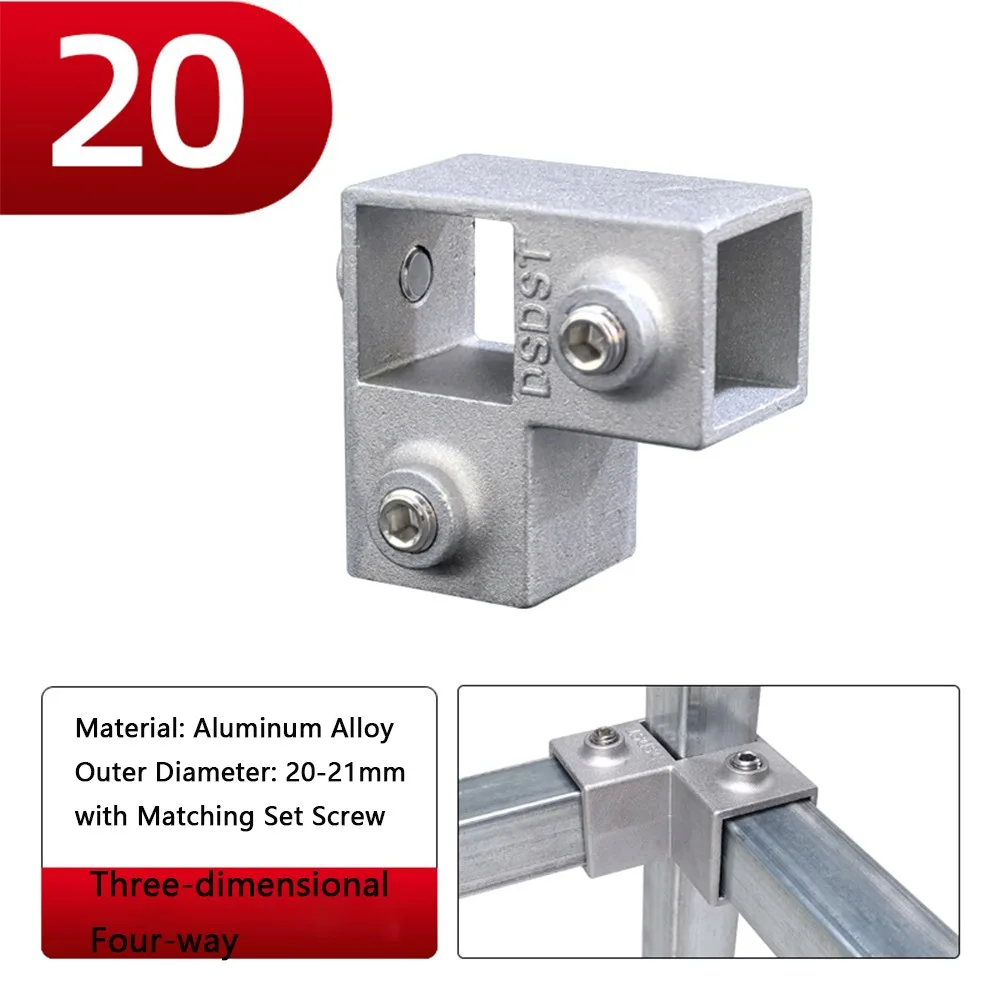 

20x20mm Square Tube 30mmx30mm Aluminum Alloy Aluminum Alloy Elbow Fixed Pipe Clamp 25x25mm Storage Rack Outer Diameter: 20-21mm