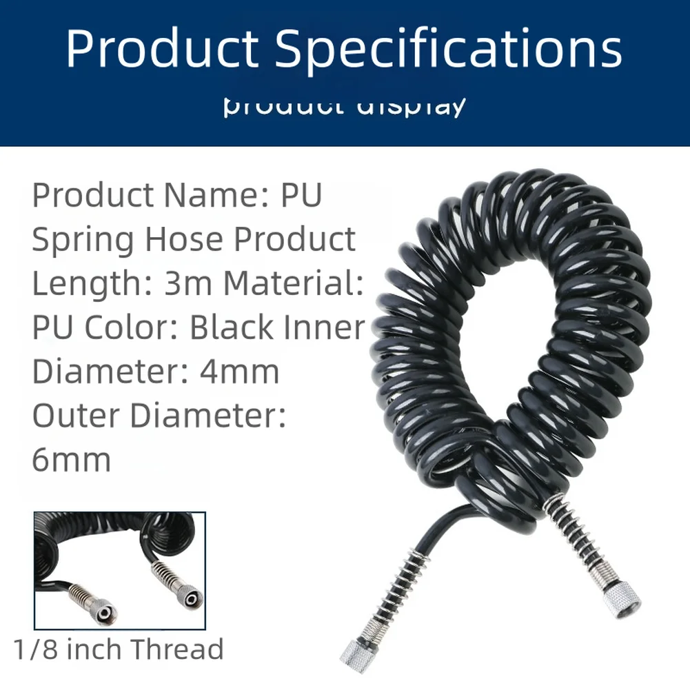 1PCS PU Air Hose Spring Pneumatic Hose With 1/8 Inch Threaded Interface For Airbrush Model Spray Painting Pump Pneumatic Tool