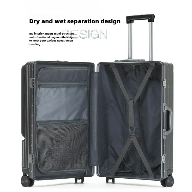 Fashion Trolley Suitcase Zipper Travel Luggage Multifunction Front Bags Computer Business Large-capacity Suitcase Password Box