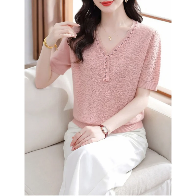 

New Summer Tops Mothers, Featuring Elegant And Sophisticated Short-Sleeve Blouses, High-Quality Women'S Casual Wear That