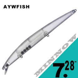 AYWFISH 10PCS Unpainted Floating Seabass Minnow Hard Fish Tackle 7.28IN 20G Saltwater Long Casting Jerk Bait Fishing Minnow Lure