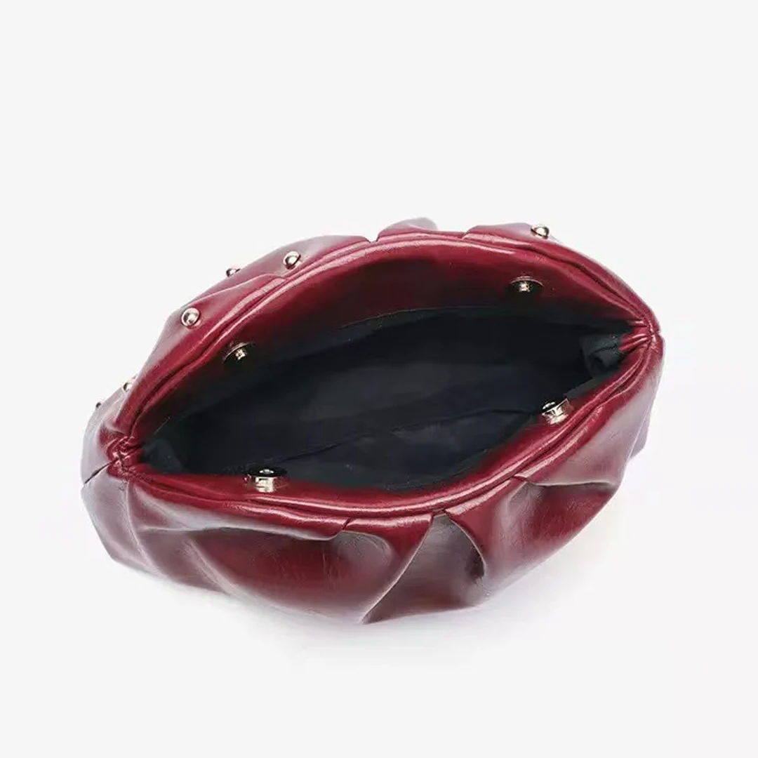 2025, neue Damen-Handtasche mit Reißverschluss, modisch, einfach, multifunktionaler Verschluss, Pilznagel, große Kapazität, gefaltete Wolke, Abendessen-Tasche – Detail 10