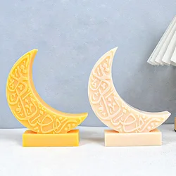 Ramadan Moon Candle Mold Arabic Script Moon Shape Silicone Mold DIY Handmade Aromatherapy Candle Soap Gypsum Making Mould