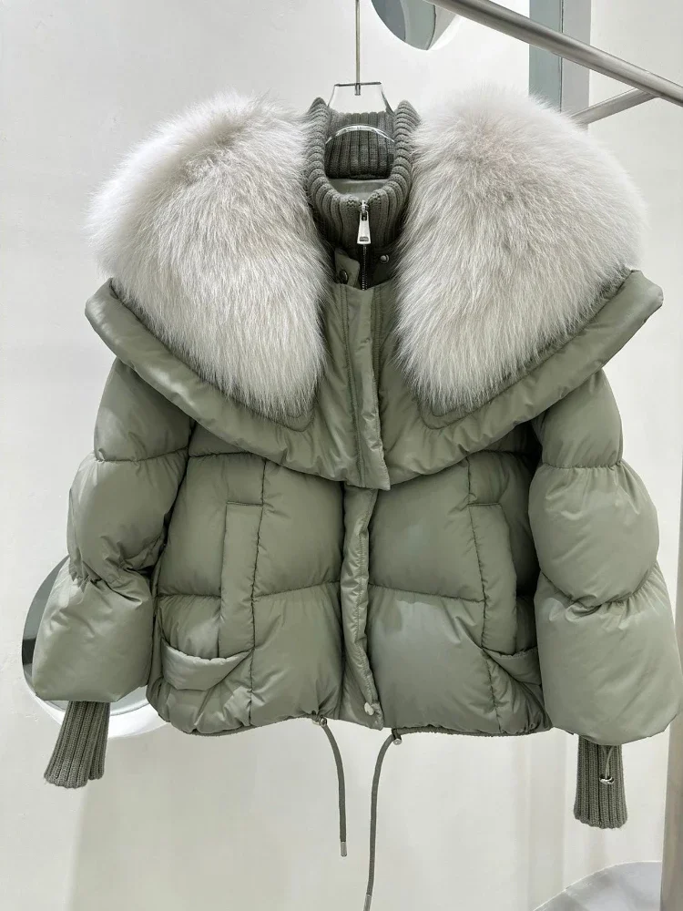 Winter Fox Collar White Goose Down Down Coat Women\'s Fashion Short Coat 2023 New Bread Coat Women Down Jacket Women 2023