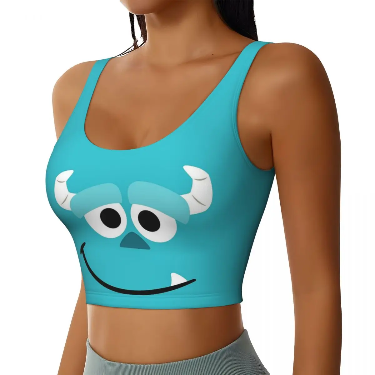 Custom Monsters University Sulley High Impact Sports Bras Women Seamless Workout Yoga Crop Tank Tops