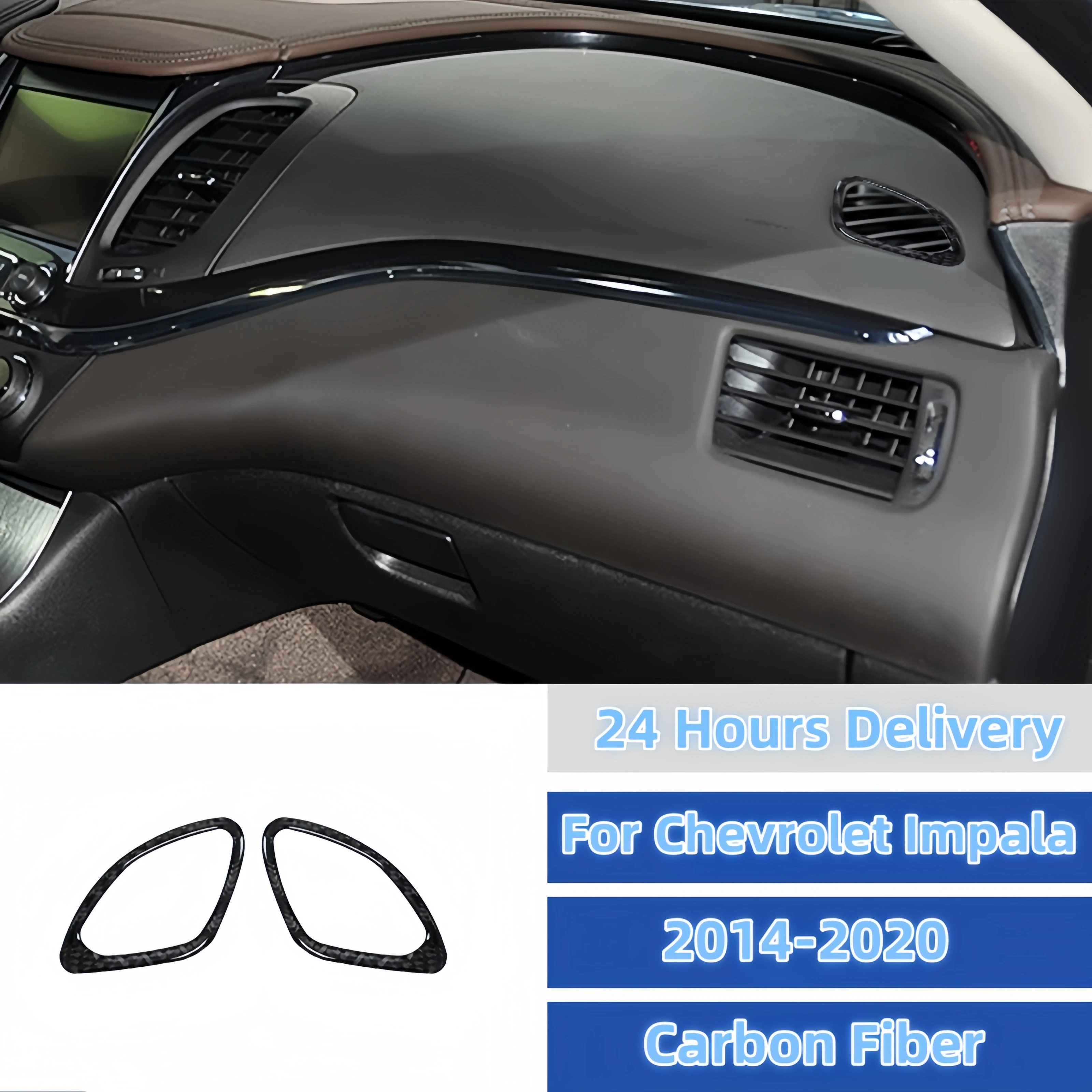 

For Chevrolet Impala 2014-20 Accessories Carbon Fiber Car Interior Dashboard Defogging Air Outlet Decoration Cover Trim Stickers