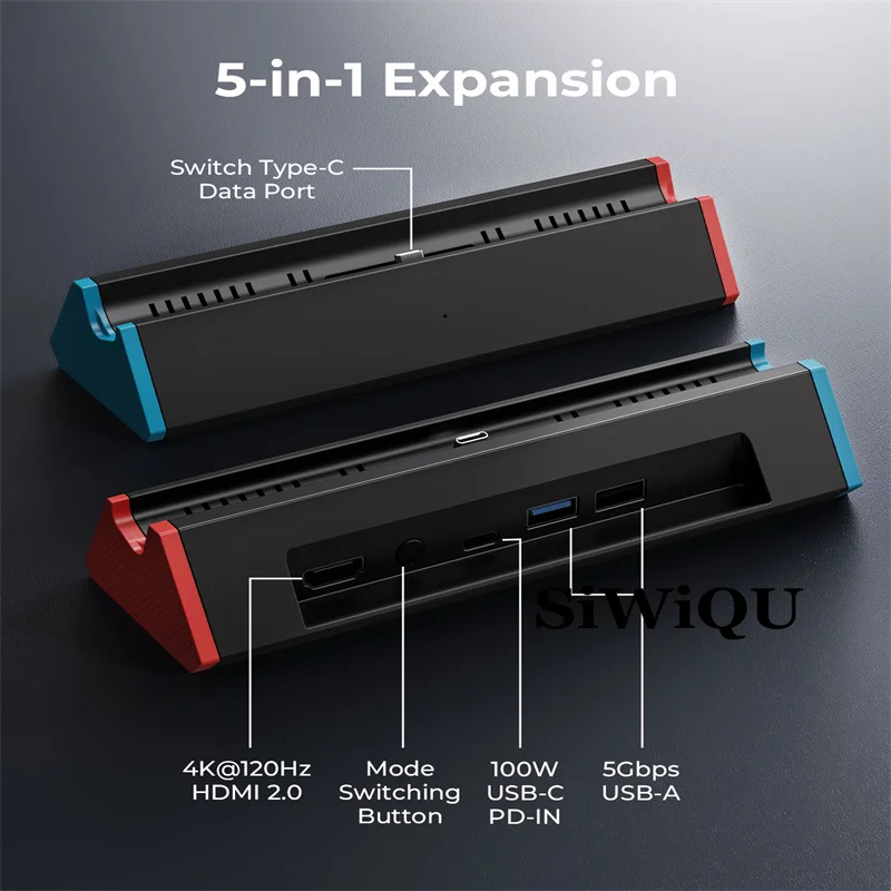 Stacja dokująca SIWIQU TV dla Nintendo Switch 2/OLED/1, stacja Switch obsługująca system 21.0 z adapterem HDMI 4K@60Hz/2 porty USB/typ C — zdjęcie produktu 4