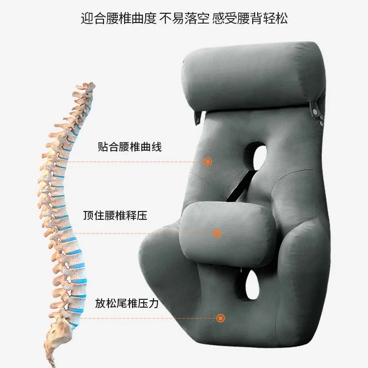 Ergonomic High Back Lumbar Support Cushion for Office Chair, Large Waist and Neck Pillow with PP Cotton Filling for Long