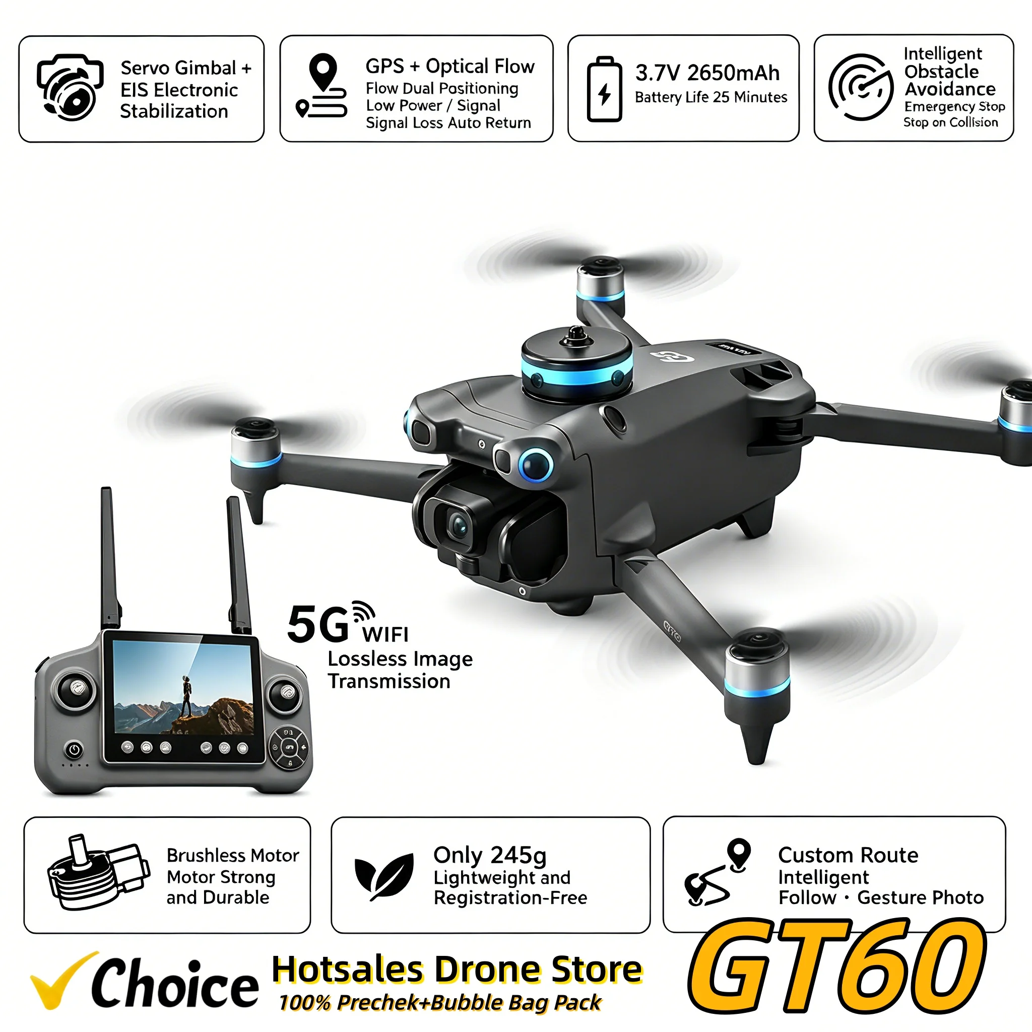 New GT60 GPS Drone High Definition Aerial Photography Quadcopter with Airdrop Obstacle Avoidance And Return Function for Outdoor